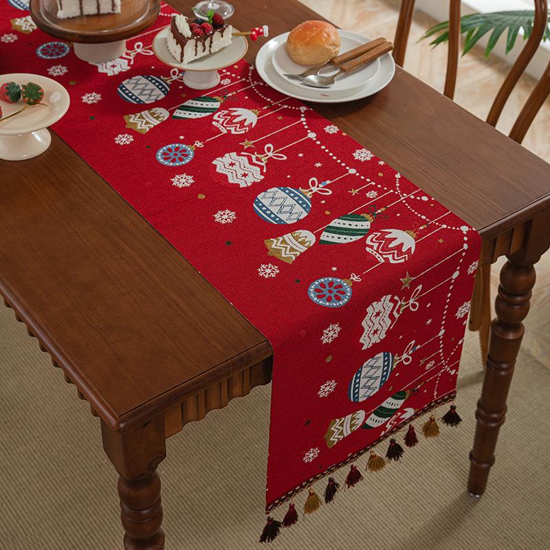 American Christmas Festive Table Runner Long Tablecloth Dining Table Cover