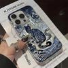 Case for Samsung Galaxy S24 S23 S22 S25 Ultra S24 FE S21 A54 A55 A53 A52 A54 A16 A35 5G Blue Totem Cat Silver Plated Phone Cover