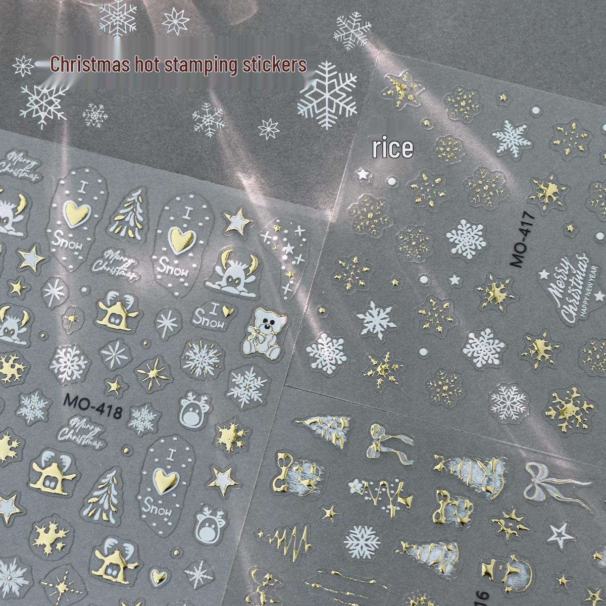 

White Snowflake Embossed Nail Stickers - Winter Self-Adhesive Decals