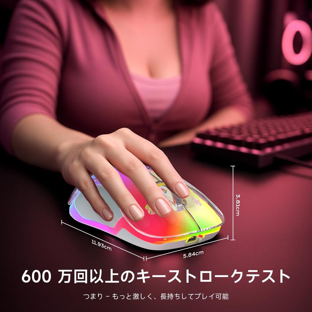 Memzuoix LED Wireless Rechargeable Ergonomic Mouse with Detachable 1200 DPI Portable Optical Computer Mouse with USB Receiver for and 5 Buttons Pink