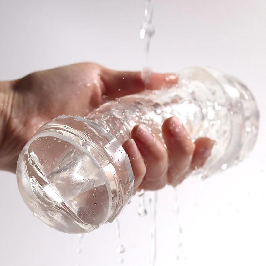 Masturbation Cup BIGBANG Fully Transparent Airplane Cup Red Pill Sucking Male Masturbation Training Masturbator Adult Products