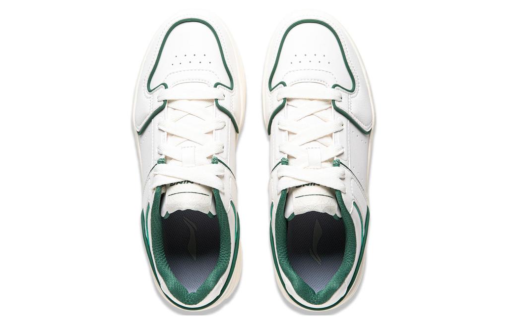 Li Ning Cheese Slip Resistant Low top Skateboard Shoes Women's White Green AGCU104-3