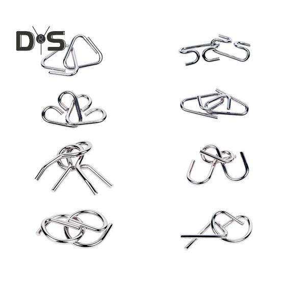 8 sztuk/zestaw Metalowy pierścień do układania łamigłówek 3D Drut Puzzle Gra Dzieci Dorośli Logika Umysł Test IQ Edukacyjny Odblokuj Blokada Zabawka Maluchy Chłopcy Dziewczęta Prezent