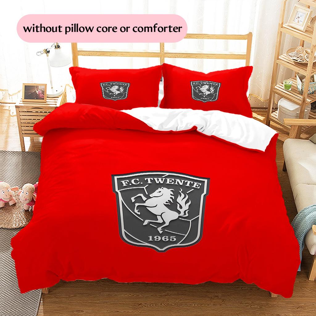 FC Twente Pattern Bedding Quilt Set  Home Decoration  Gift (1 * Duvet Cover + 2 * Pillowcase  Without Core).xwn