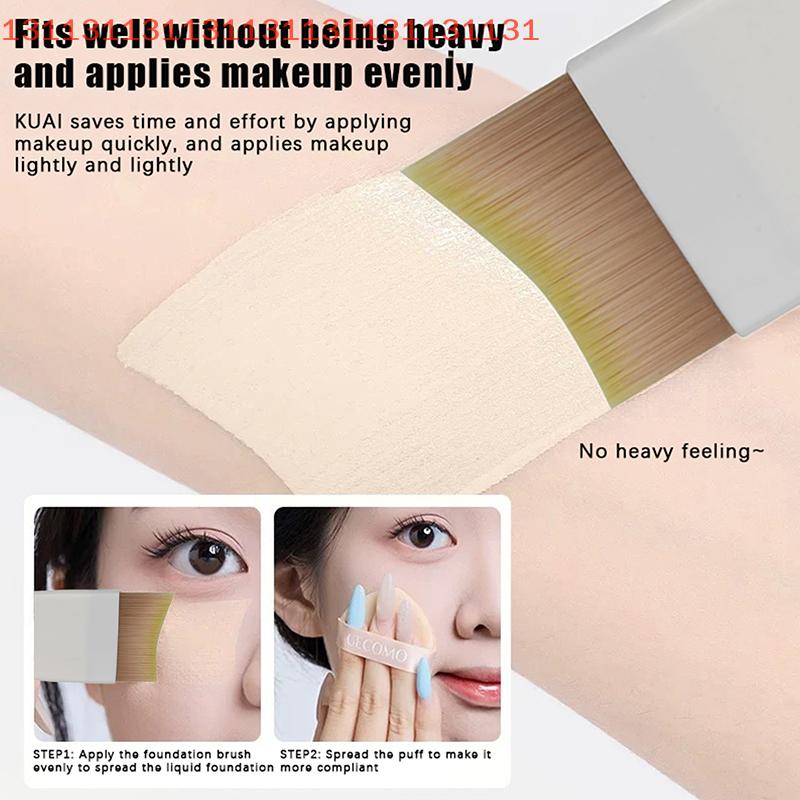 1 Pcs Ultra-Thin One-Line Foundation Brush Crescent-Shaped Mask Brush Short Handle Fluffy Soft Bristle Professional Beauty Tool