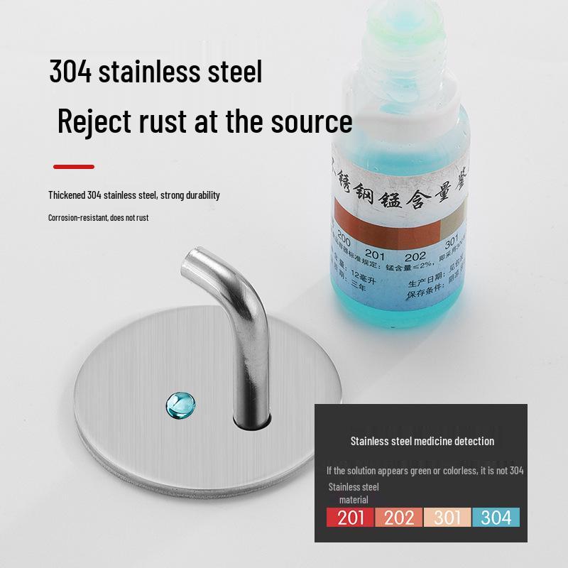 No-Drill 304 Stainless Steel Adhesive Coat Hook for Door - Damage-Free