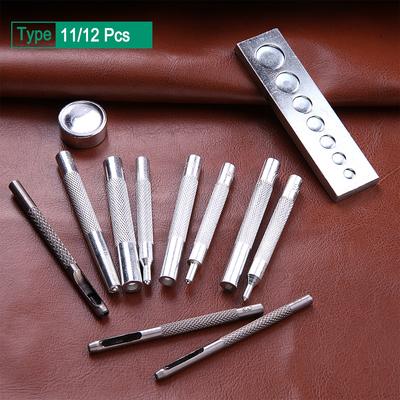 11/12Pcs Button Installation Tool Kit DIY Snap Rivet Buttons Installation Hand Punch Tool for Leather Handicrafts Accessories