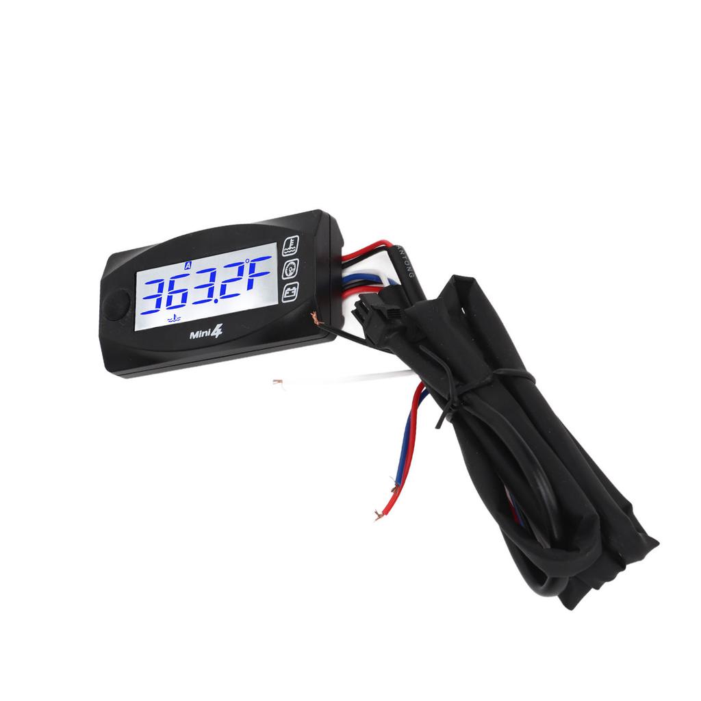 Motorcycle Blue Lighting LCD Water Temperature Gauge Meter 3 Way Connector Wiring Harness Thermometer Kit 16mm 0.63in