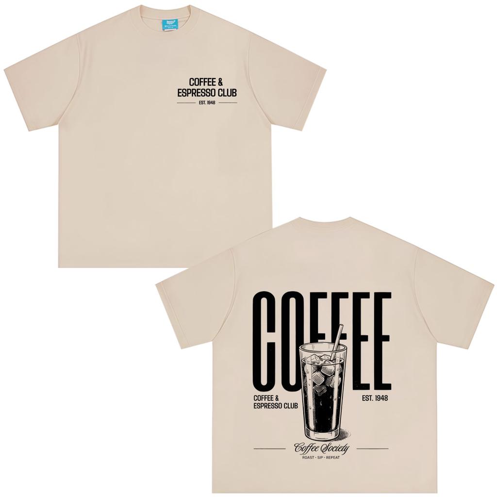 Iced Coffee Funny Print Tshirt Unisex Unisex Vintage Fashion Tshirt Summer Shortsleeved Loose Casual Cotton Tshirts Streetwear
