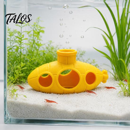 Fish Tank Stress Reducer 3D Printed Hollow Submarine Decorations, Aquarium Shrimp Hideout Ornament Ornament, Hiding Cave Shelter for Betta Lizards