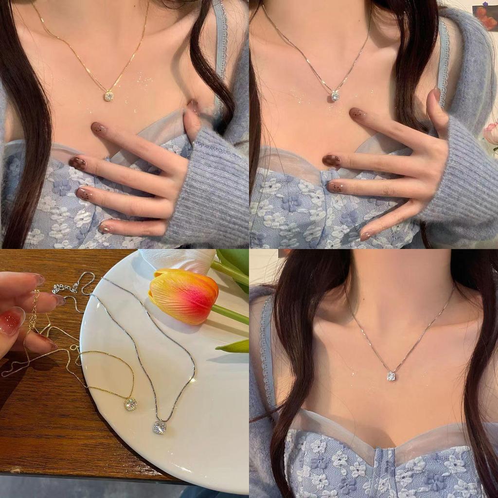 High-quality Geometric Zircon Necklace For Women Cold Tone Simple And Elegant Suitable For Daily Wear Perfect Gift For Best Friends And Girlfriends