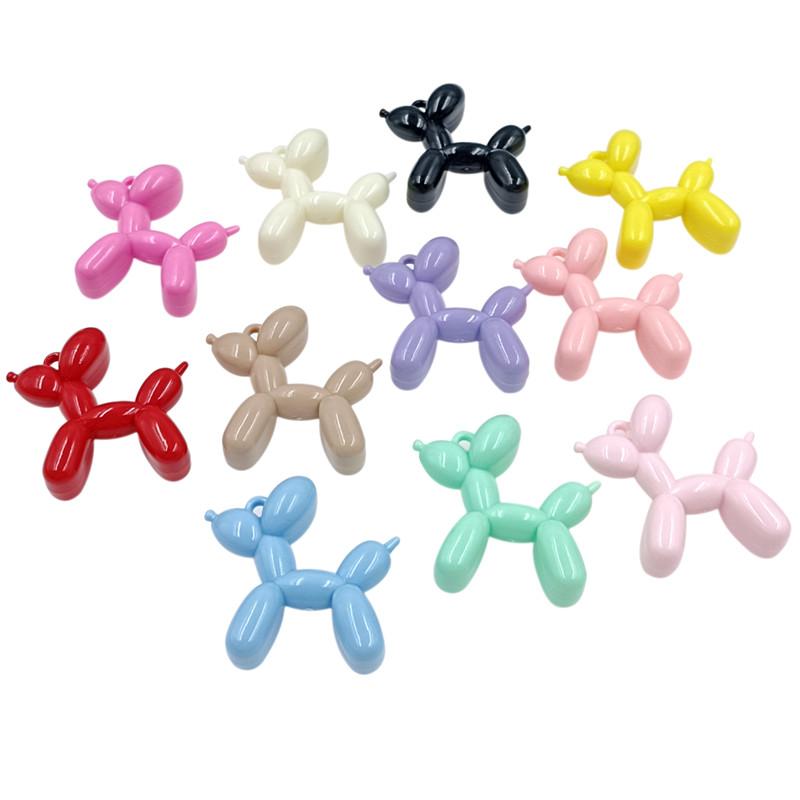 Home Party Supplies Acrylic Candy Colored Jewelry Making DIY Handmade Materials Balloon Dog Pendants Necklace Beads 3pcs for Earring