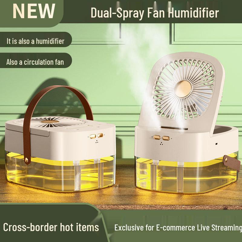 Portable USB Silent Humidifying Spray Fan with Timer & Remote