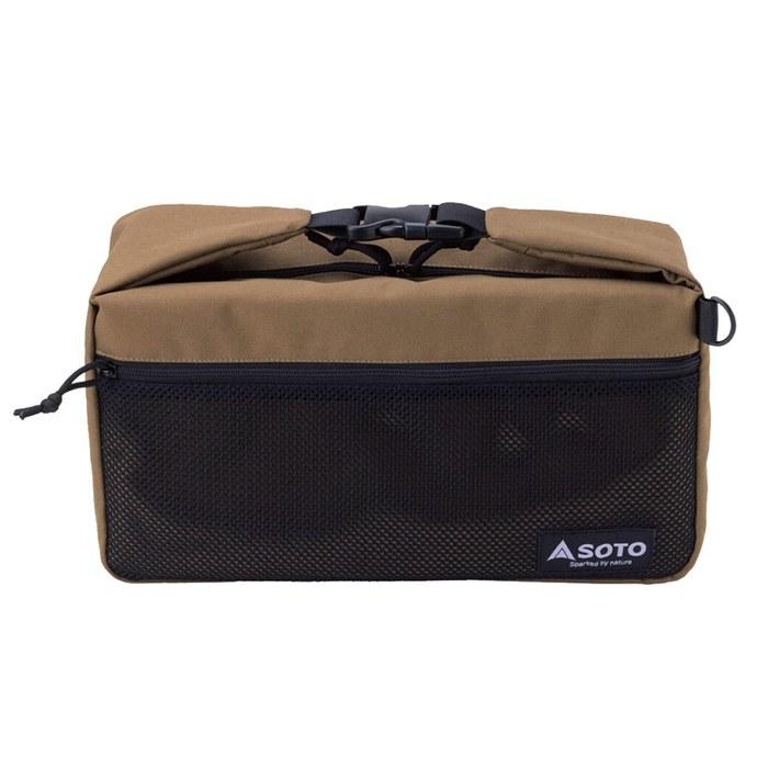 SOTO Bag Storage Box Solo Gear Lightweight Compact Detachable Shoulder Belt Inner/Mesh Pockets Outdoor Camping Minimal Bag ST-3109 Beige