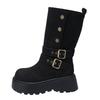 Retro Two-wear Folded Thick-soled Medium Boots Children's 2025 Autumn New Belt Buckle Medium Tube Fashion Short Boots