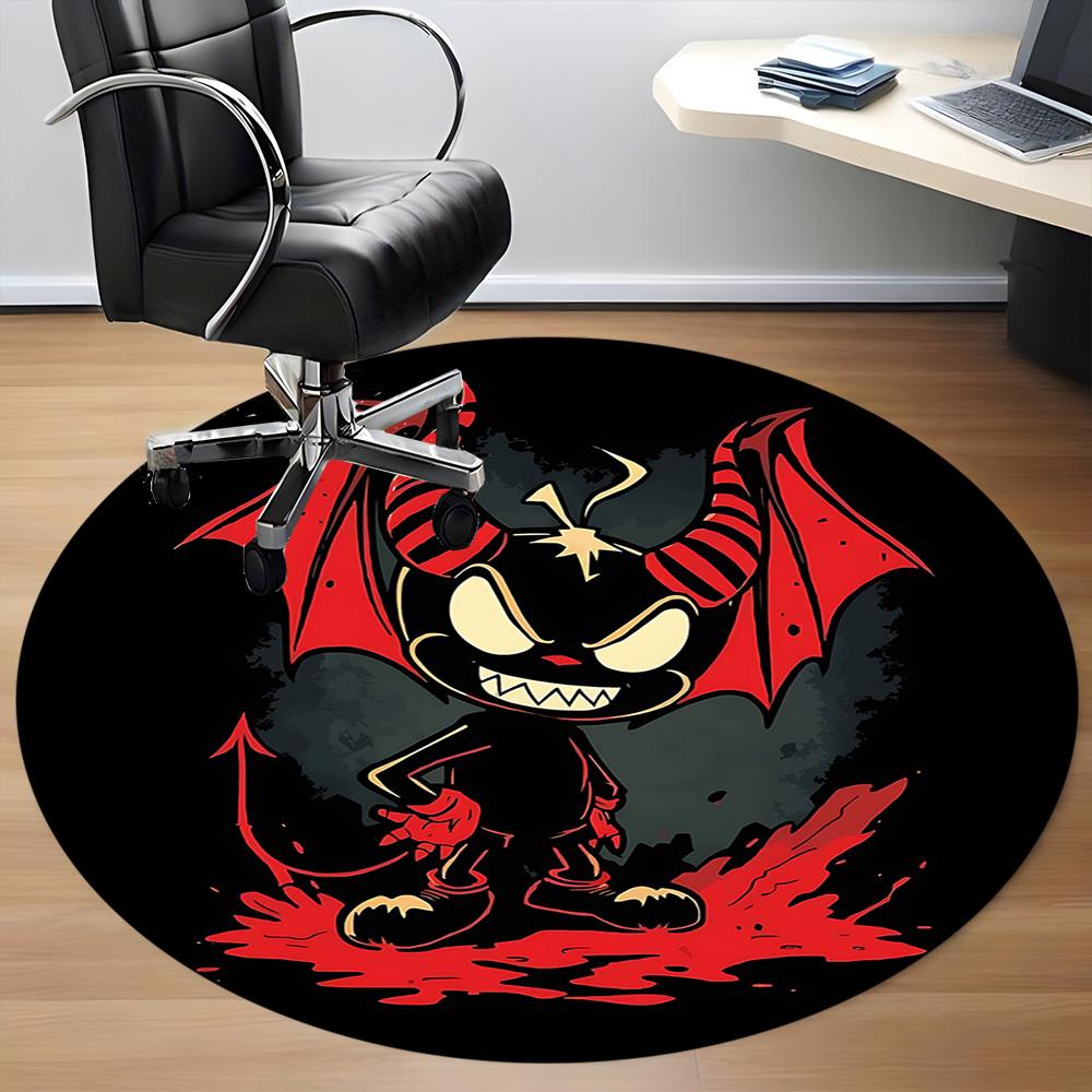 1pc Devil Horns Office Round Area Rug, Under Office Chairs Bedroom Living Room Home Decor, Room Deco, Available in Various Sizes