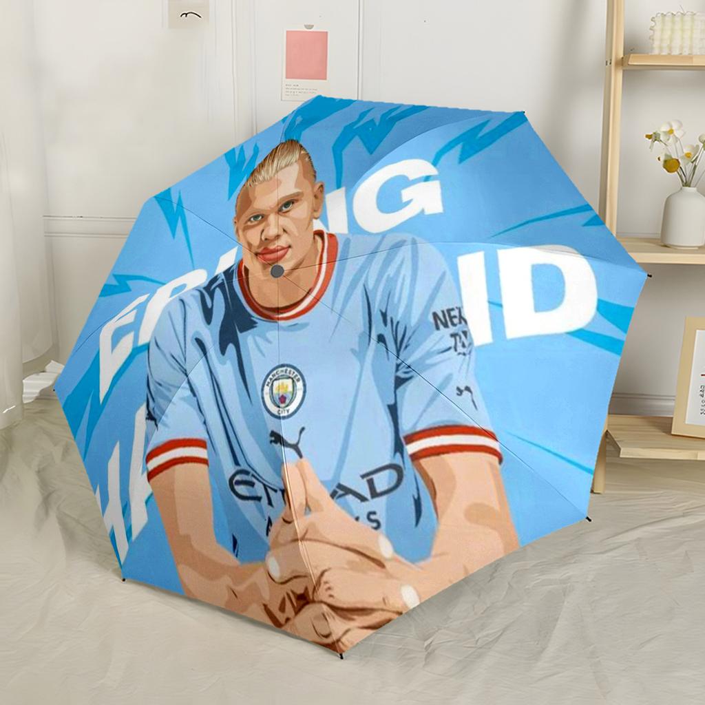 Haaland's Manchester City Debut Outdoor Automatic Umbrella Sturdy 8-Rib Shaft Foldable Design Travel Essential Stylish Accessory