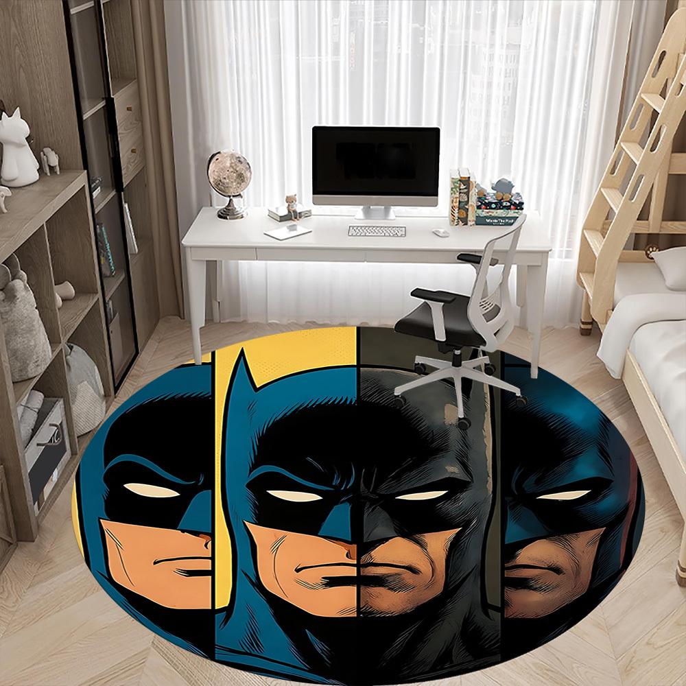 1pz Tappeto Rotondo Ufficio Batman, Sotto Sedie da Ufficio Camera da Letto Soggiorno Arredamento Casa, Decorazione Stanza, Disponibile in Varie Misure