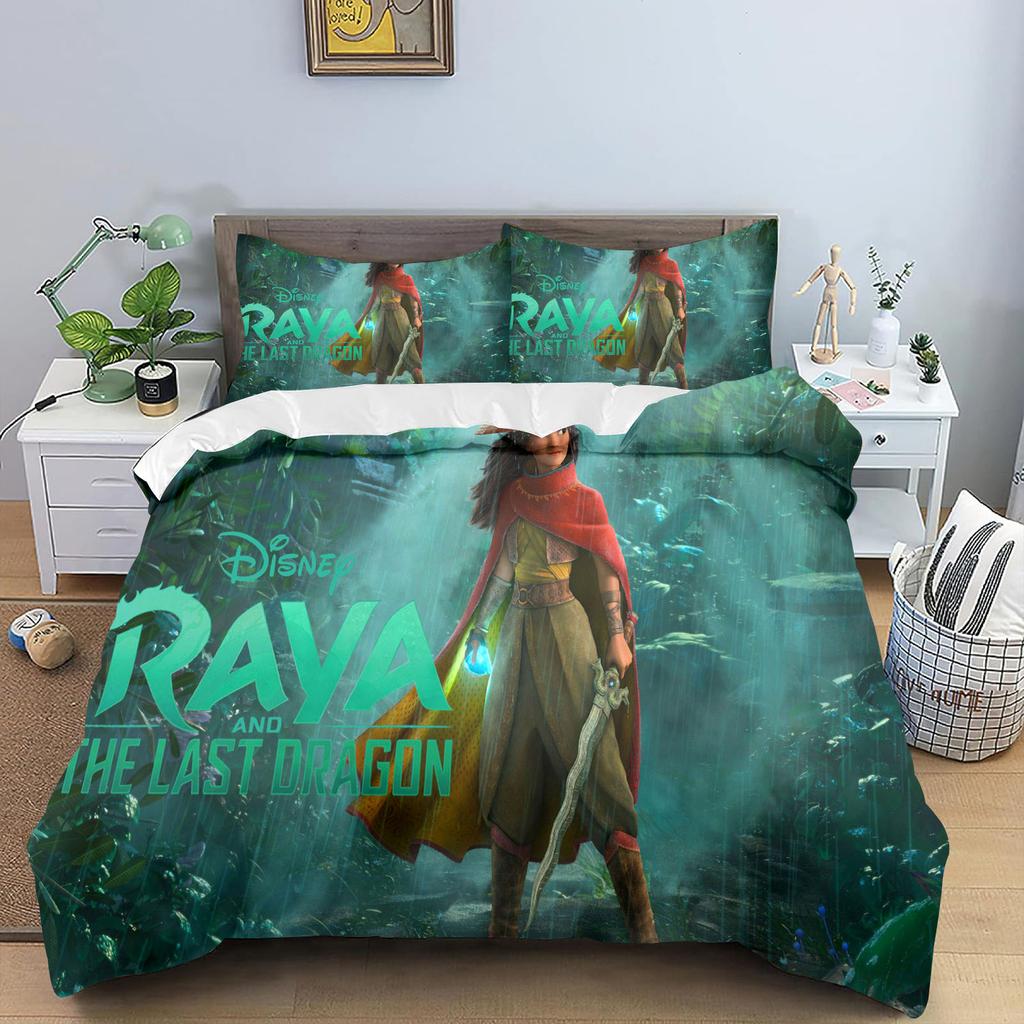 Raya And The Last Drag Comforte Bedroom Printed Cartoon Quilt Cover Bedding Set With Pillowcase Suitable For Children And Adults