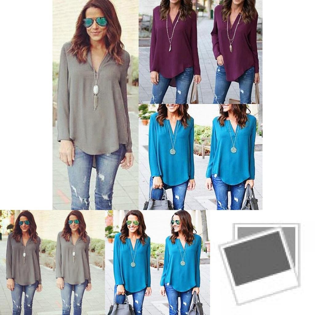 Elegant Fashion Women Blouse Chiffon Long Sleeve Ladies T Shirt Casual Loose Shirt Tops