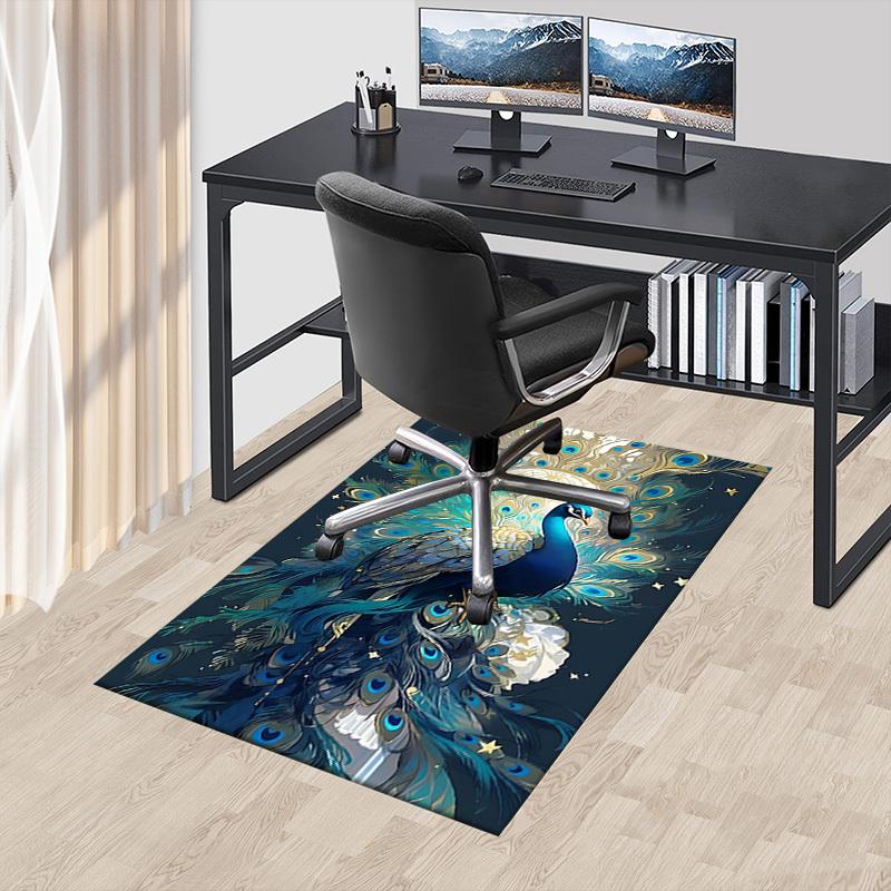 1pc Peacock Feathers Carpet Anti Slip Polyester Floor Mat for office.Bedroom