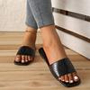 Fashion Women's Flat Sandals Summer New Square Head Open Toe Soft Sole Waterproof and Anti-slip Wear-resistant Slippers