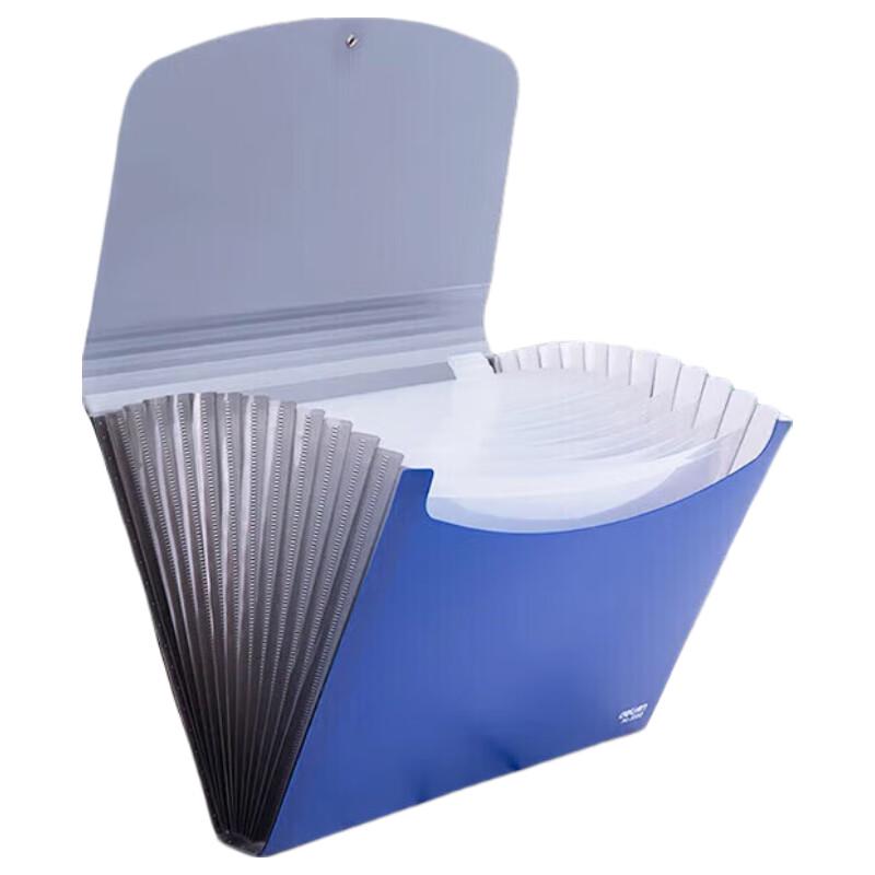 Deli A4 Accordion File Folder with Labels, Blue, 3-Pack