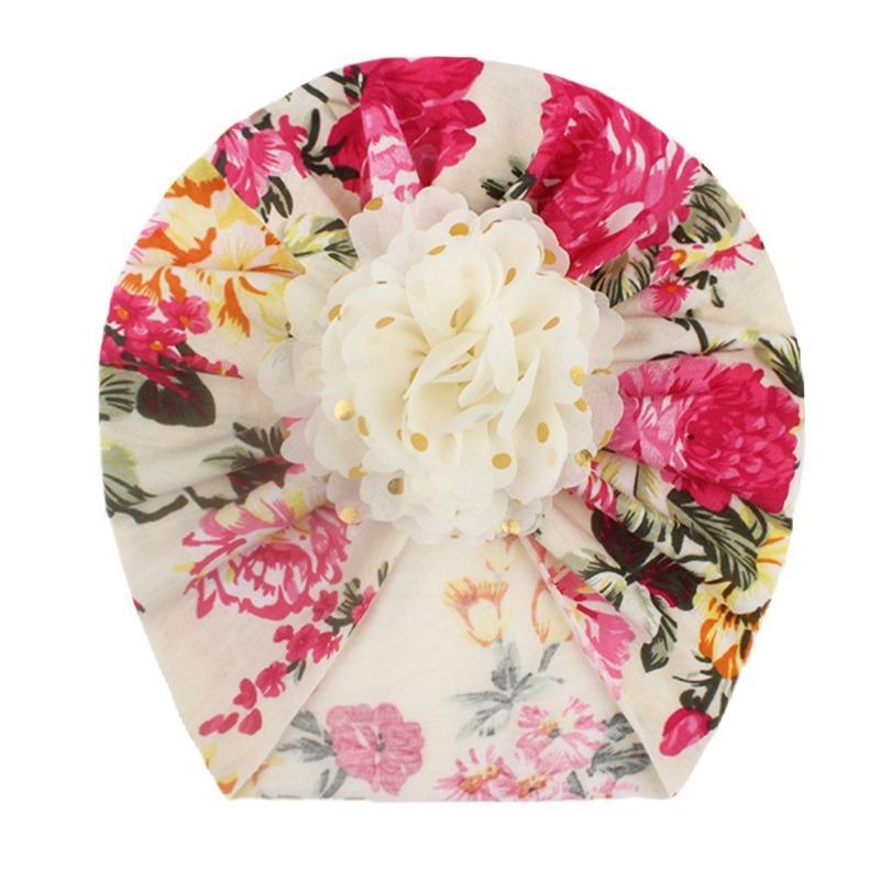 New hot gold flower children's hat, cute printed baby pullover hat, thin comfortable baby fetal hat