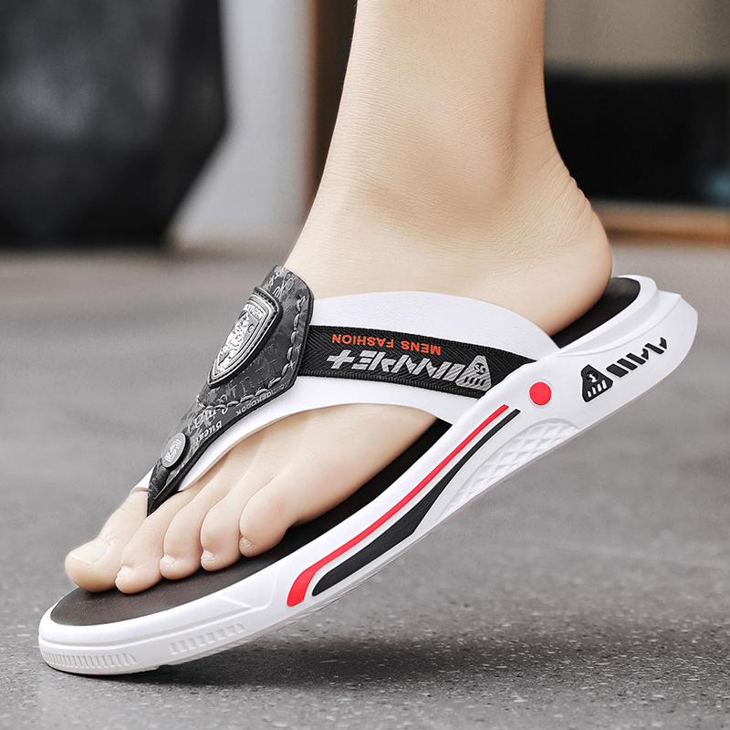 Mode Sommer Schuhe Herren Hausschuhe Echtes Leder Herren Flip Flops Flach Herren Sandalen Urlaub Rutschfest Strand Sandalen Duschschuhe Herren Sty