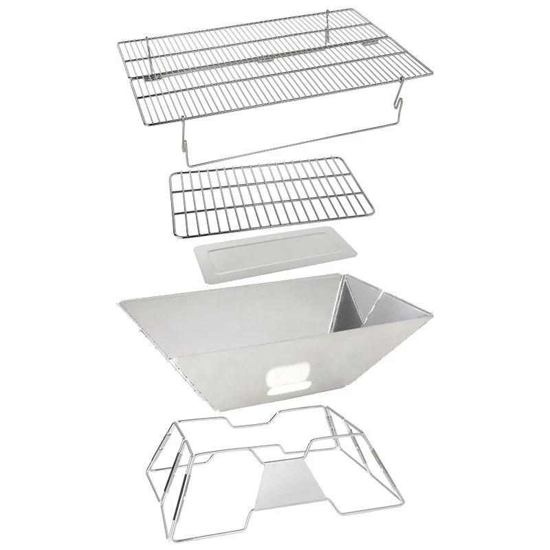 3-6 Person Outdoor Camping BBQ Grill - Foldable Stainless Steel Stove, Portable Picnic Barbecue Utensils