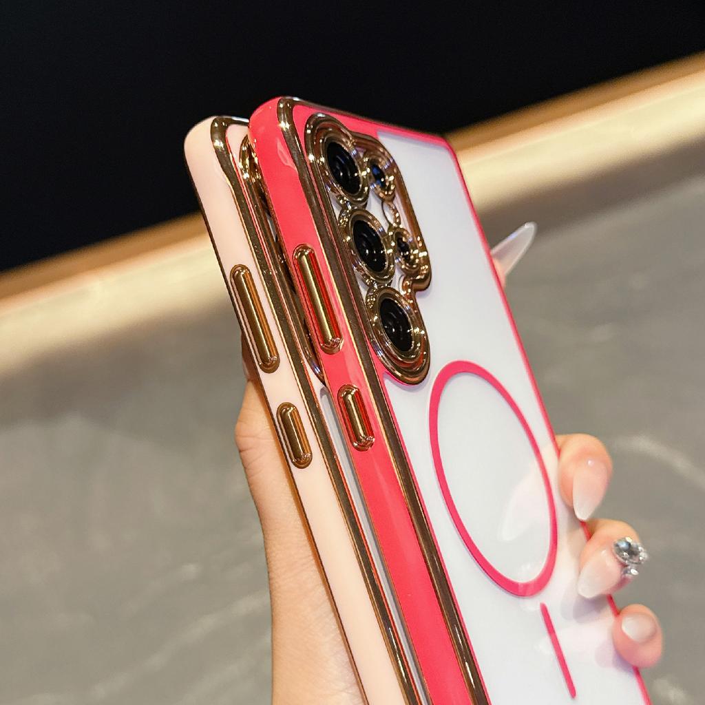 For Samsung Galaxy S25 Ultra Magnetic Case TPU Acrylic Phone Cover with Detachable Lens Frame