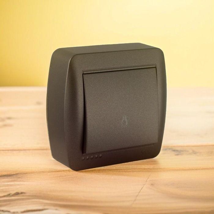 Bouton Poussoir Lumière En Saillie - Noir Graphite - Solera