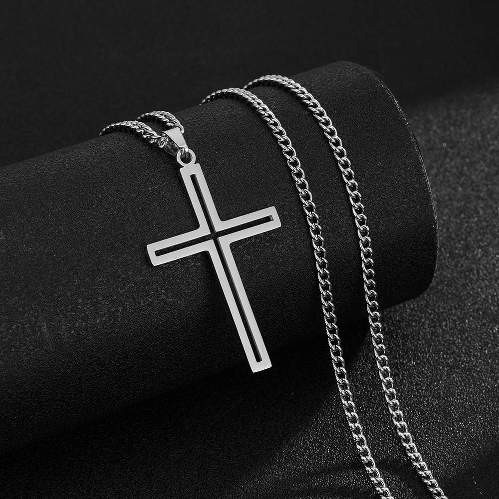 Minimalistisches Edelstahl-Kreuz-Halskette - Zeitgenössischer Stil
