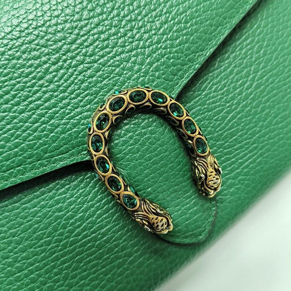 [Pre-Owned] Dionysus Double Tiger Head Buckle Chain Shoulder Leather Wallet Crossbody Bag - Excellent #TRARIO