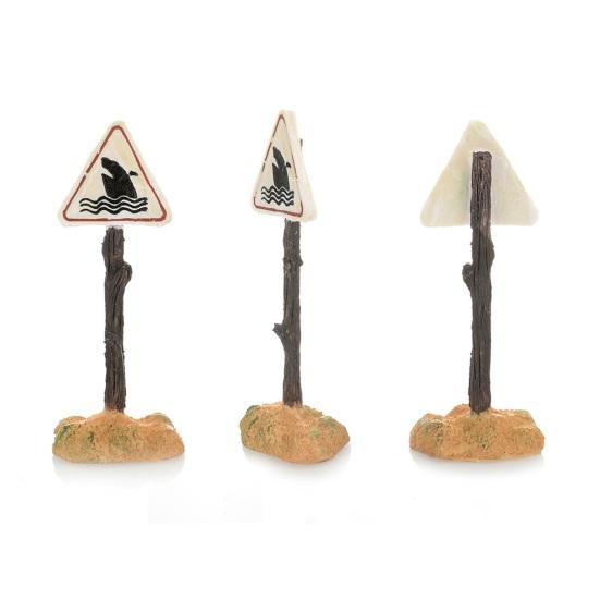 Aquarium Decoration Ornament Cartoon Resin Artificial Shark Warning Sign Landscaping Accessories for Fish Tank Aquarium Background