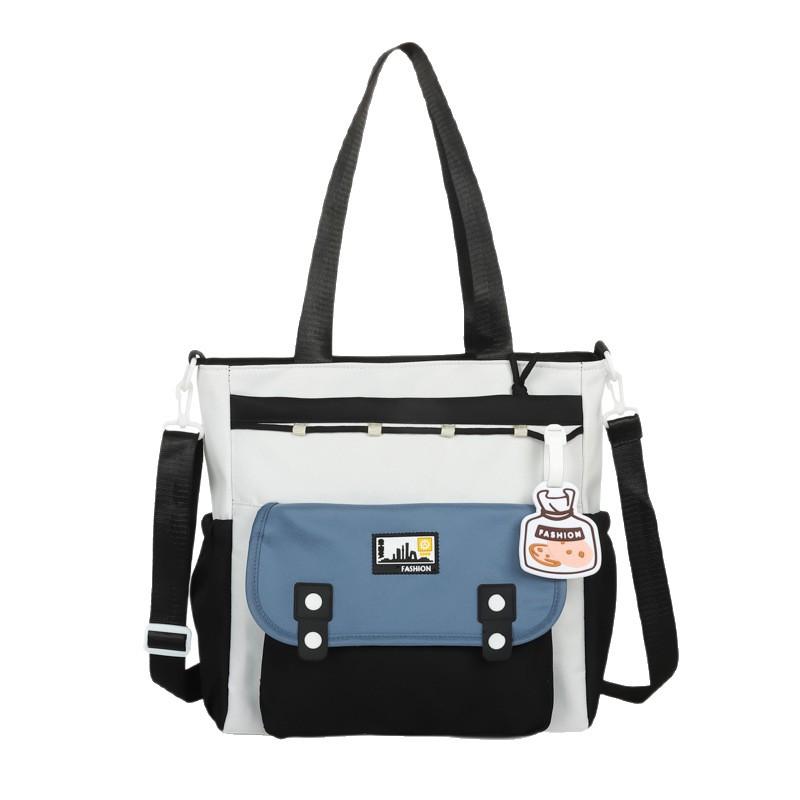 The Schoolbag Is Fresh and Cute, Contrasting Colors, Portable Messenger, Simple and High-value Class Tote