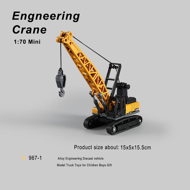 1:70 9 Styles Mini Yellow Alloy Forklift Driller Road Roller Engineering Diecast Construction Vehicle Inertia Toys for Boys Gift