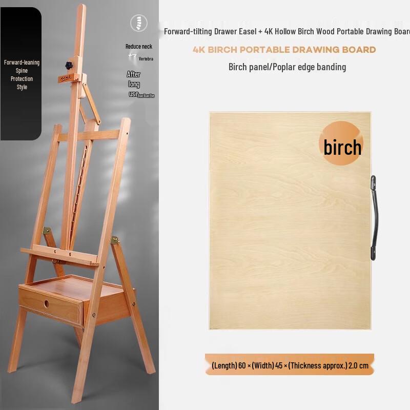 Hantun Ergonomic Forward-Tilting Beechwood Drawing Easel