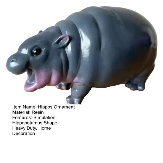 Simulation Hippopotamus Figurine Roaring Hippo Statue River Horse Sculpture Educational Toy Resin Animal Model Decoration Ornament