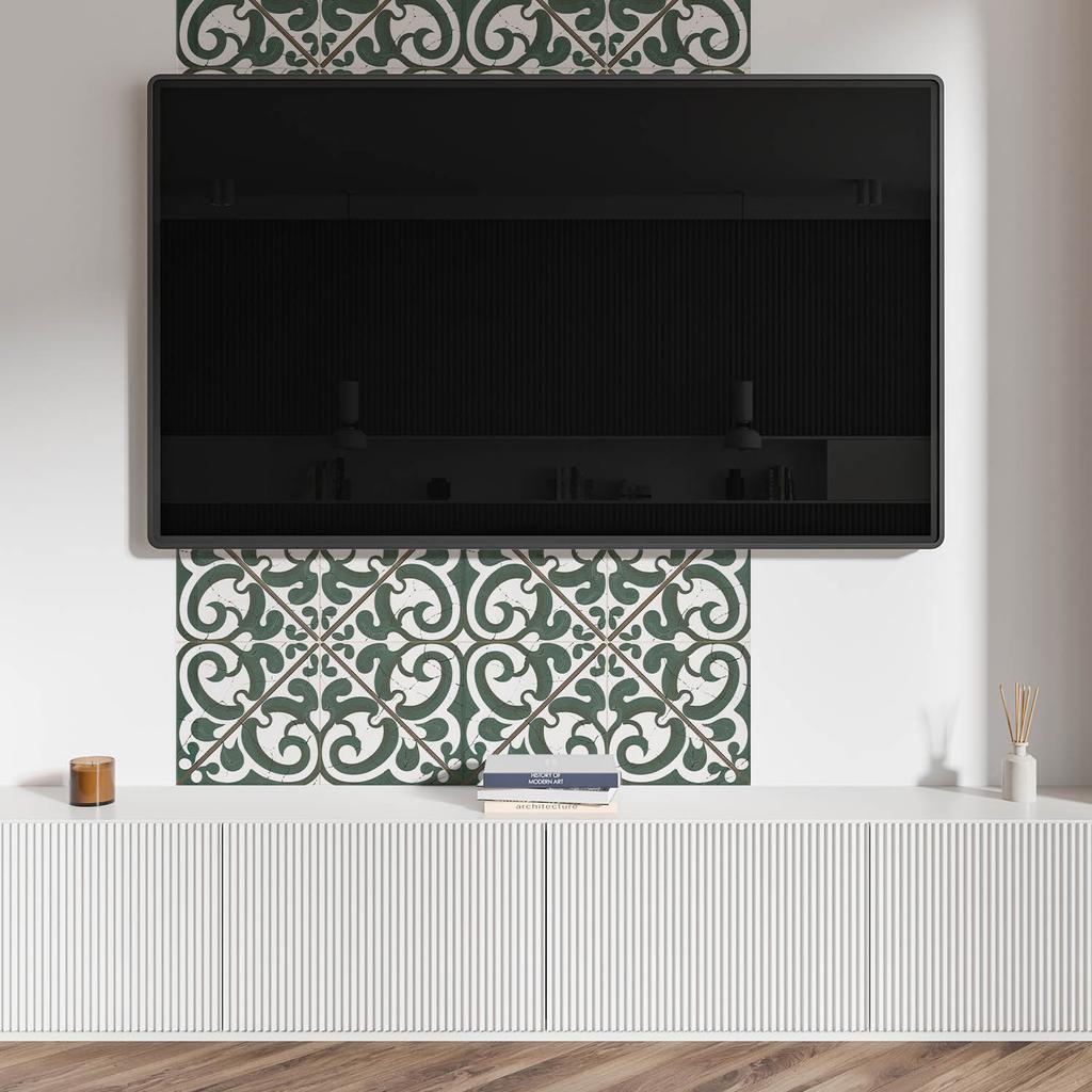 Printed Vinyl Wall Panel for Dining Room 100x50 cm Pattern with Plant Motifs