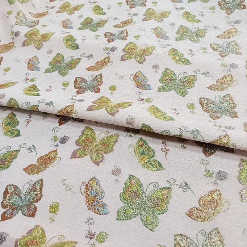 Chenille Butterfly Jacquard Fabric for DIY Sewing Thick Dress Coat Curtain Decorative 100x145cm Retro Little Butterfly Fabric