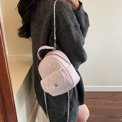 Diamond-encrusted Backpack Bag Women's New Trendy Fashion Versatile Summer Chain Bag Rear Backpack