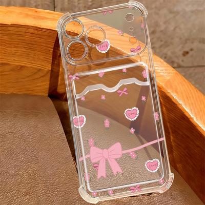 Colorful Bowknots Print Case For iPhone 18 Pro Max Clear Card Slot Back Cover For iPhone 17 16 15 14 13 Pro Max 17E