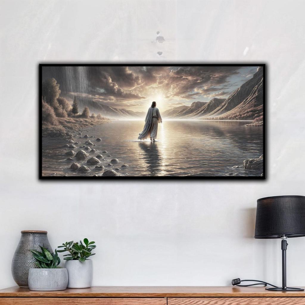 Jesus Walking On Water Faith Wall Art | Faith Wall Decor | Religious Artwork | Christian Wall Art | Spiritual Home Decor | Living Room Decor