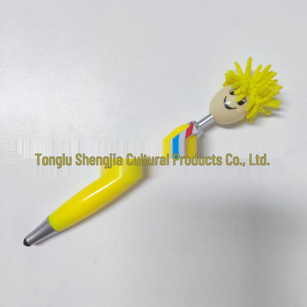 Christmas Cartoon Plush Doll Smiley Face Ballpoint Pen