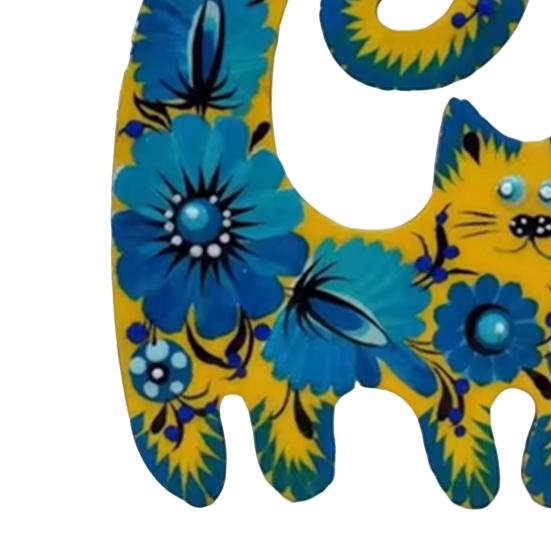Cat Christmas Ornaments Floral Hand-painted Acrylic Animal Tree Hanging Decoration for Holiday Tree Party Decor