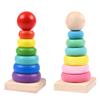 Wooden Children's Early Education Educational Development Intelligence Rainbow Tower Stack High Stack Ring Building Block Toy Hanno Tower