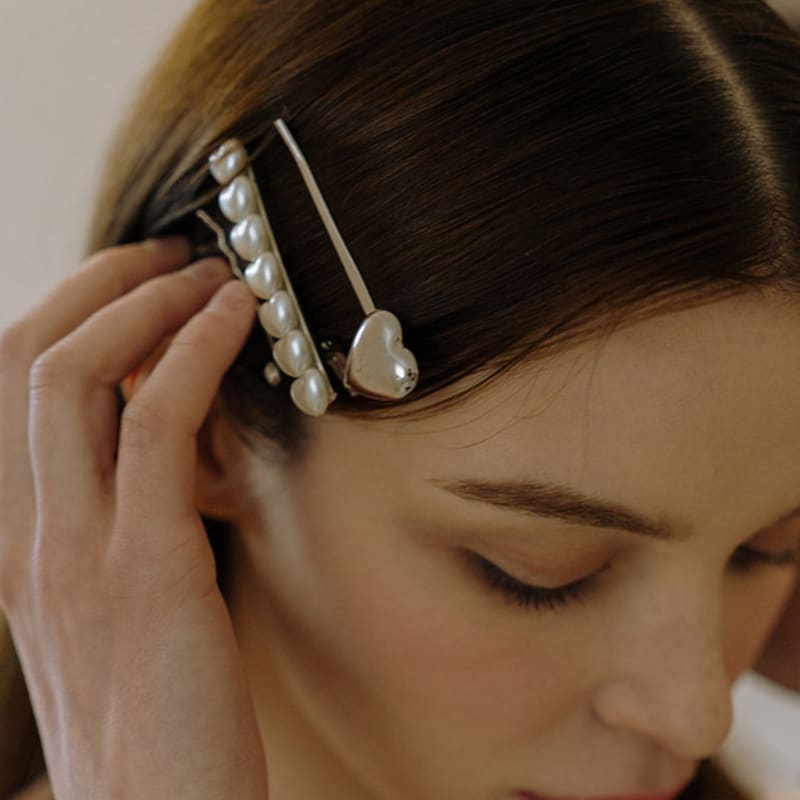 HAS HA021 Love & Pearl hair pin set