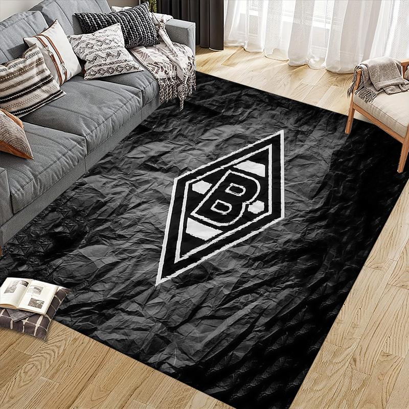 Borussia Mönchengladbach Flannel Pattern Square Carpet,Area Rug,Carpet Rug for Living Room Bedroom Sofa Playroom Decor,Non-slip Floor Mat