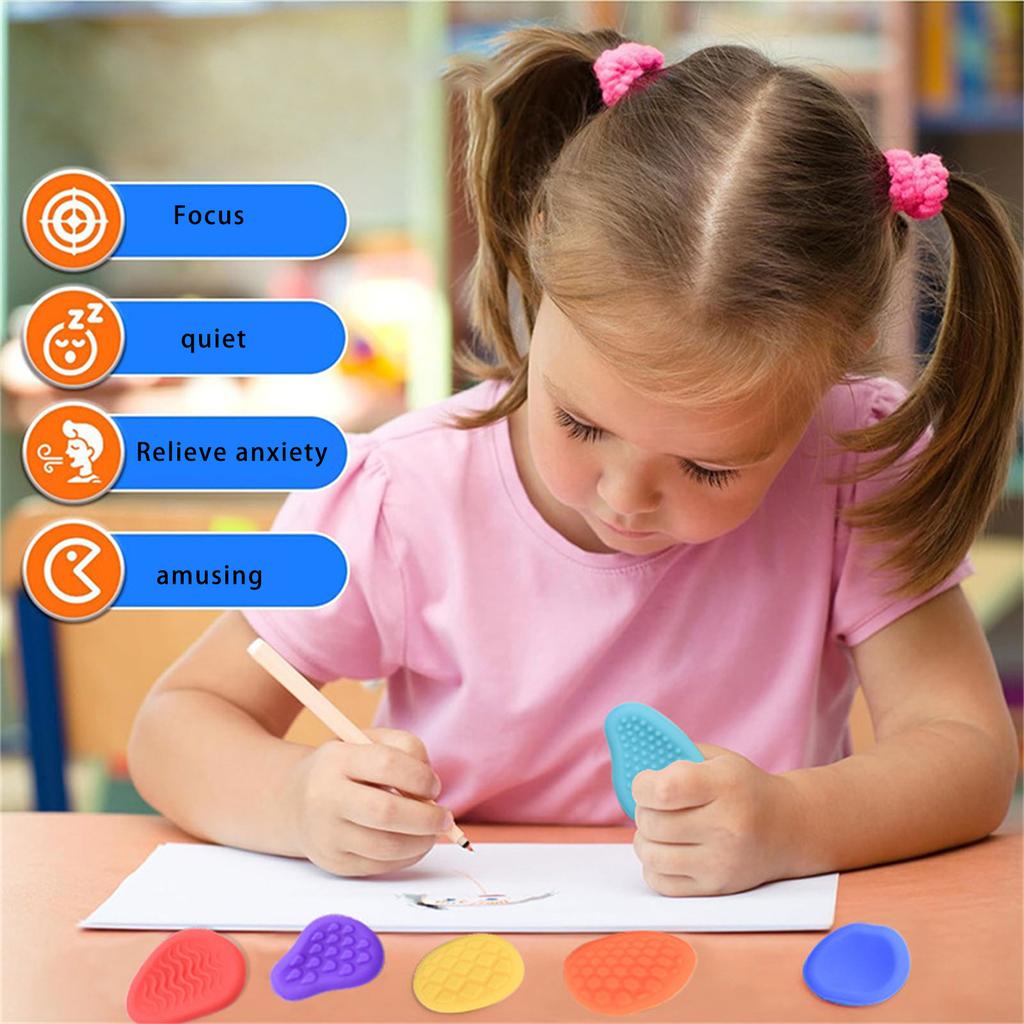 6 Pack Sensory Textured Stones Toy For Kids Stress Relief Quiet Tactile Toy For Autism Calming Classroom Prizes